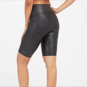 Spanx feux leather matte snake bike shorts